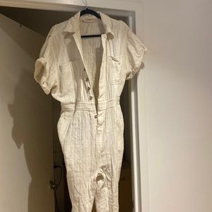 S Free People Linen Jumpsuit